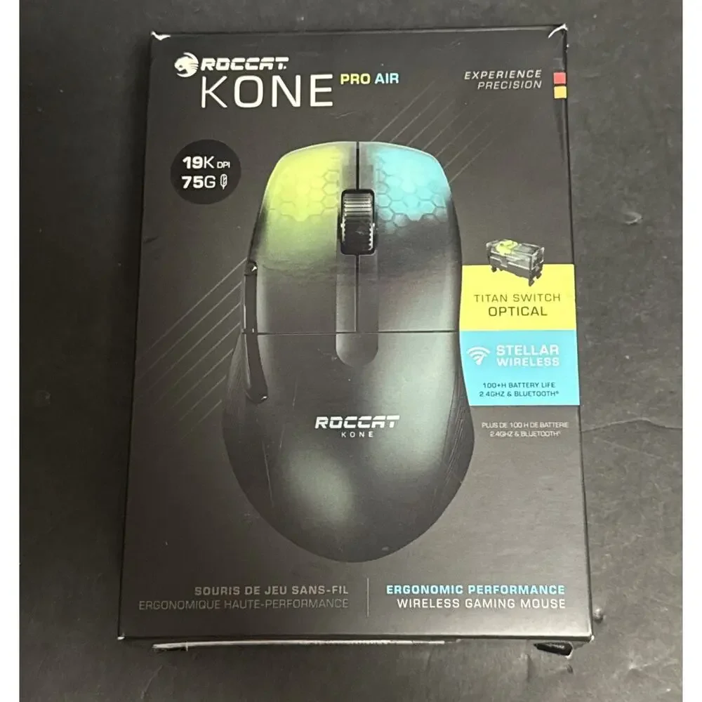 ROCCAT Kone Pro Air Wireless Gaming Mouse Ergonomic Optical 19K DPI RGB Black